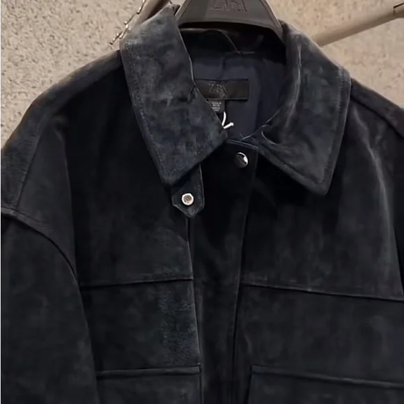 Zara 100% Leather Bomber Jacket